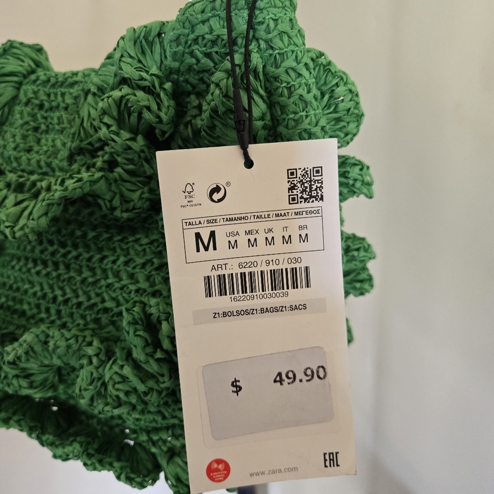 Zara Emerald Green 💚 Ruffle Shoulder Bag - Picture 8 of 8